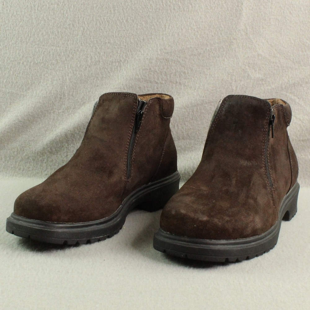 Propet WB110 Ankle Boots Womens 7.5 X 2E Brown‎ Suede Leather Excellent Zip Warm